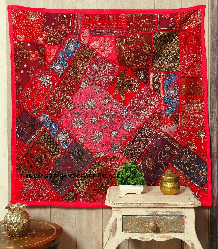 Thumbnail for Embroidered Fabric Wall Tapestry With Sequins
