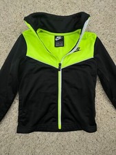 Nike Youth Boys Black Neon Yellow Jacket Full Zip Size 7 Long Sleeve Polyester