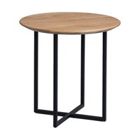 Beistelltisch Wohnzimmertisch Braun Schwarz Metall Wildeiche Massiv Ø 45 Cm