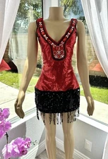 Dreamgirl 1920s Flapper Costume Red & Black Sequin Dress Size M Medium Gatsby