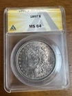 1897 Morgan Dollar ANACS MS64 Beautifully toned obverse