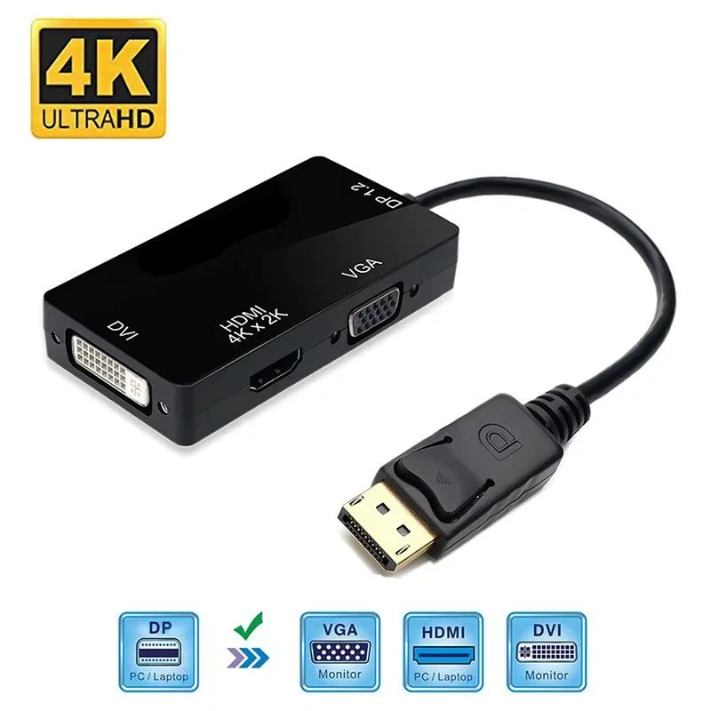 100X 3in1 Displayport DP Male To HDMI/DVI/VGA Female Adapter Converter Cbl 1080P - Image 2 of 4