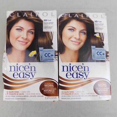 2 Boxes Clairol Nice N Easy Permanent Hair Color 5G Medium Golden Brown