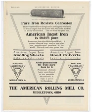 1910 ARMCO American Rolling Mill Co. Ad: Ingot Iron for Industry - Middletown OH