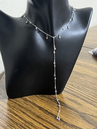 CRISLU 925 Cubic Zirconia Adjustable Y Necklace