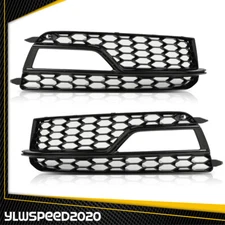 Fit For 13-16 Audi A5 S-Line S5 Pair Front Bumper Fog Light Grilles Cover Trim