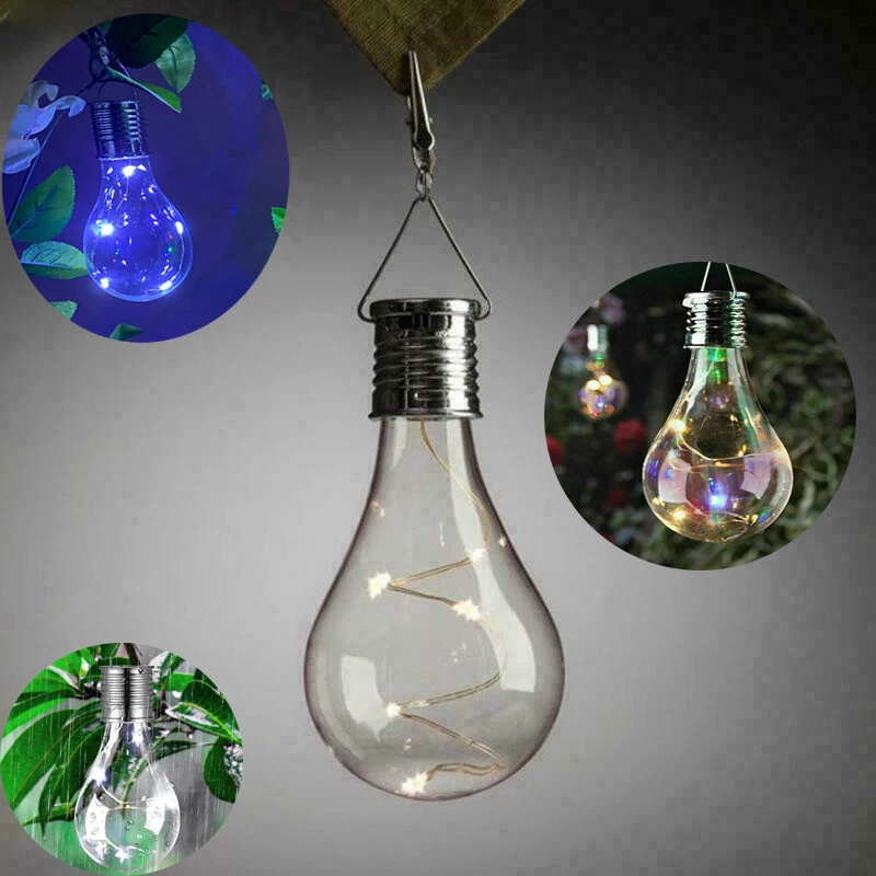 Hanging Clip Solar Powered LED Light Bulbs Warm Outdoor Garden