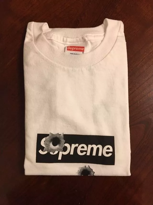 DS SUPREME FW12 Tienda Shibuya Apertura Caja de Balas Logotipo Camiseta  BLANCA Pequeña