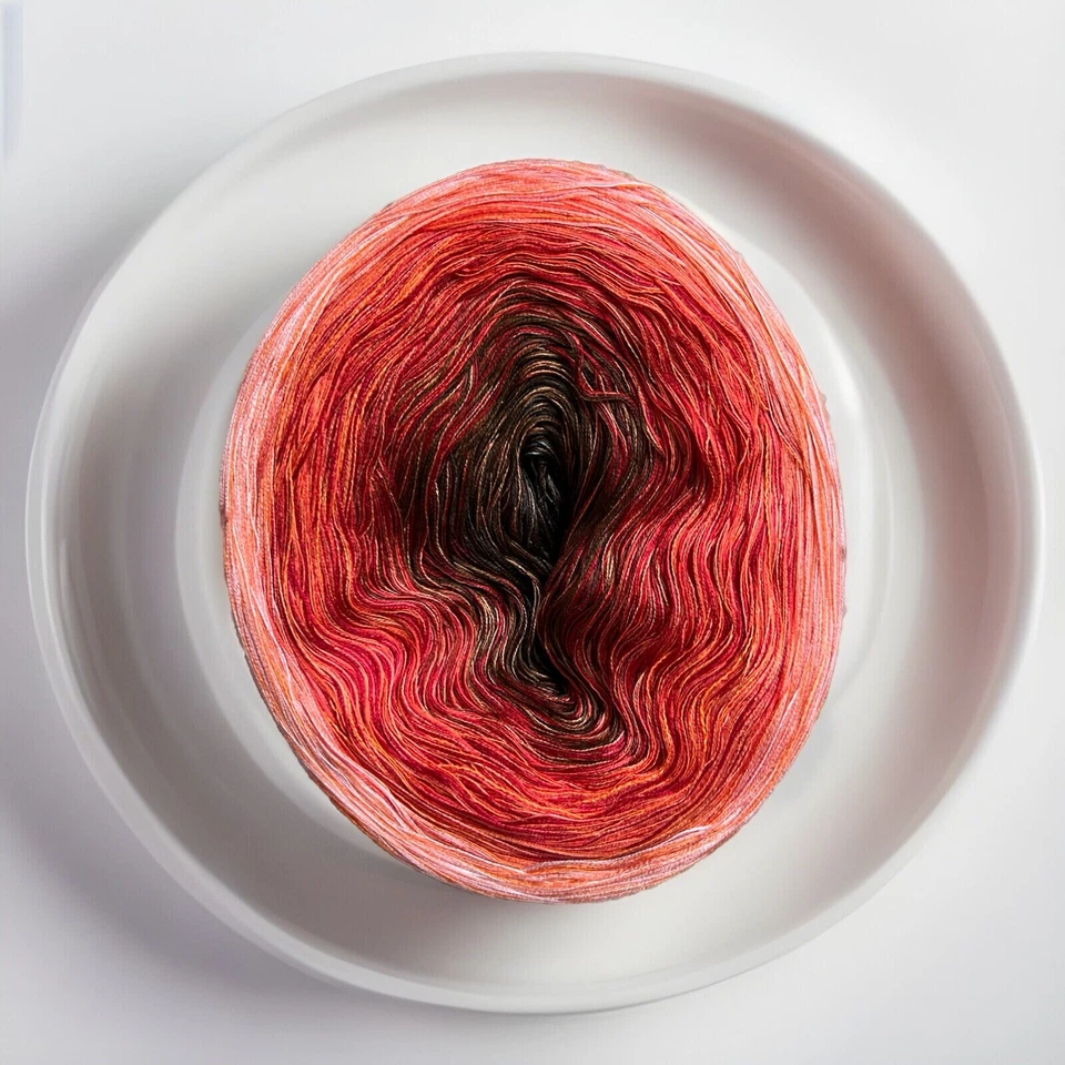 1 Lb Lyocell Tencel Cotton Sultan Ombre Cake Yarn Sunset Orange Red Grey Brown - Image 4 of 4