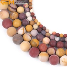 Natural Round Frosted Matte Mookaite Jasper Gemstone Beads Jewerly Making 15"