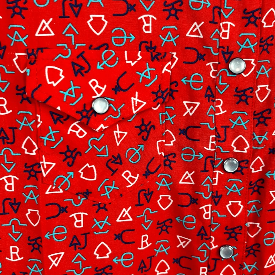 NUEVO CON ETIQUETAS Camisa Cruel Denim Botón a Presión Frontal Manga Larga Talla S Roja Ranch Brands Wester Foto 3 de 4