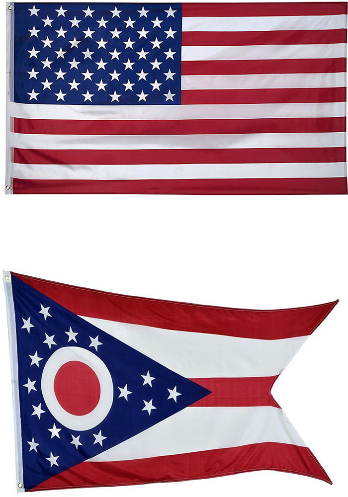 3x5 USA Flag American Flag & State of Ohio Flag 2 Flag Premium Set