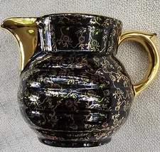 Enterprise Aluminum Company Black and Gold 23k Gold Ceramic Creamer