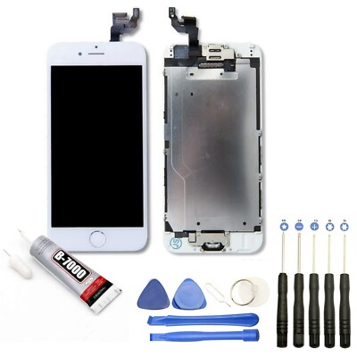 Kit écran IPhone 6 Blanc - Vitre Tactile + LCD Sur Châssis + Outils + Colle, Neuf