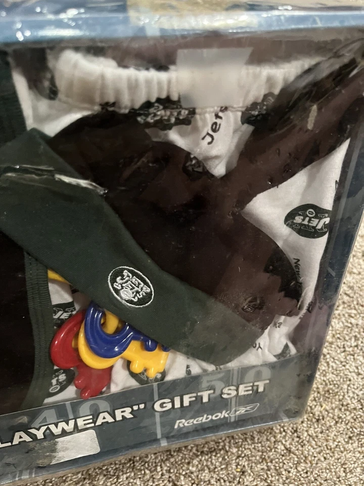 New York Jets 5 Piezas Bebé Creeper Pantalón Babero Sombrero Llaves Reebok 0-9 Meses Foto 4 de 4