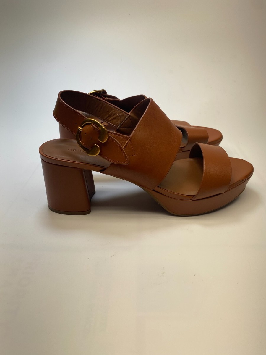 Aerosoles Womens Comfortable Women's Platform Sandal in Clay Leather Sz