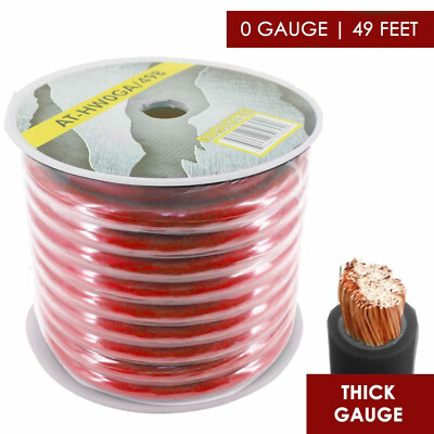0 Gauge  Amplifier Power / Ground Wire 1/0 Ga Amp Cable, 49 Feet RED