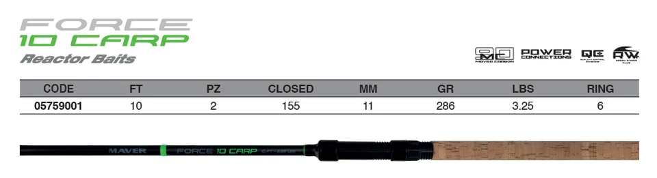 Canna Maver force 10 carp 10 ft 3,25 lb carp fishing - Immagine 3 di 4