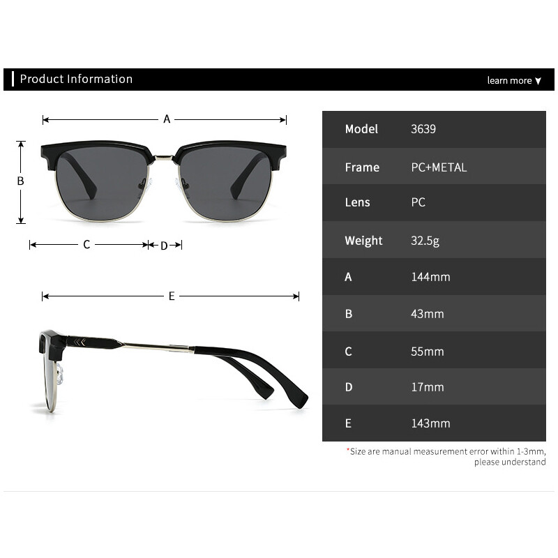 Men Square Sunglasses Fashion Outdoor Driving Traveling Party