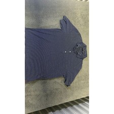 Polo Golf Ralph Lauren Mens Stretch Lisle Striped Polo Shirt Navy/White Stripe L