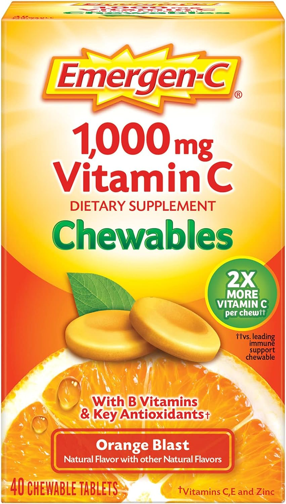 Emergen-C Chewable Vitamin C 1000Mg, with B Vitamins and Antioxidants Tablet (40