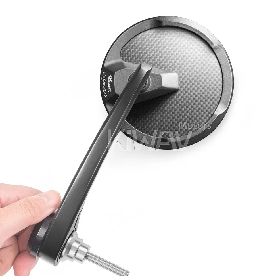 Mirrors round threaded bar end slim mat carbon fiber fits Indian Scout Bobber — 第 3/4 张图片