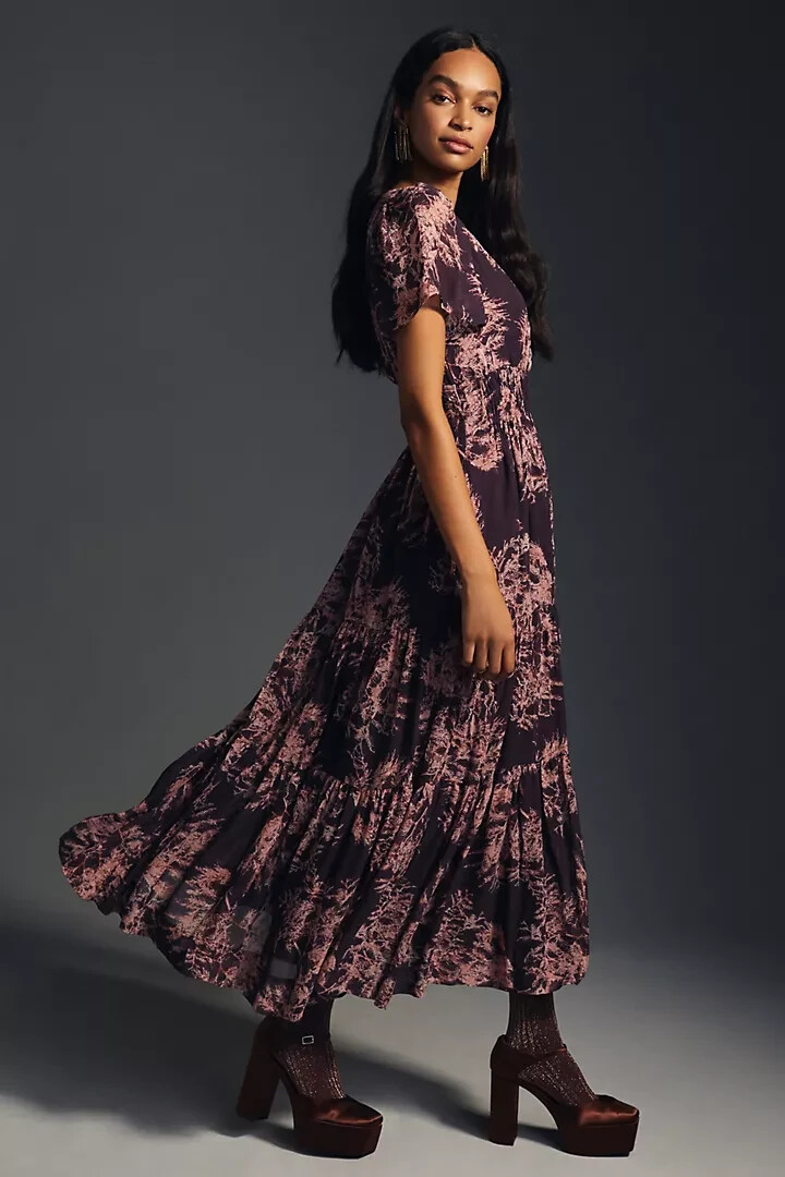 the somerset chiffon maxi dress Anthropologie Somerset Maxi Dress Chiffon Edition Sz XXS