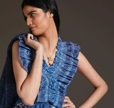 Anthropologie Love the Label Sleeveless Ruffle-Tiered Tank Top Size XXS