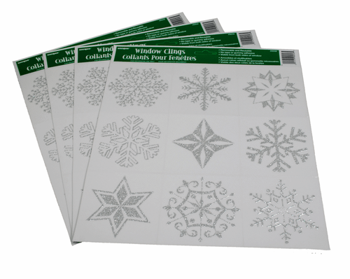 36 Christmas Frozen Snow Flake Glitter Window Clings Snowflake (4 sheets) - Afbeelding 1 van 2