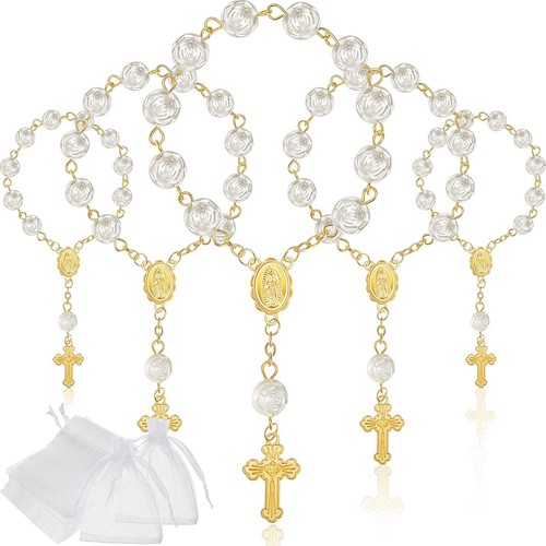30 Pcs Mini Rosaries Baptism Rosary Beads with Organza Bags for Christening - 第 1/7 張圖片