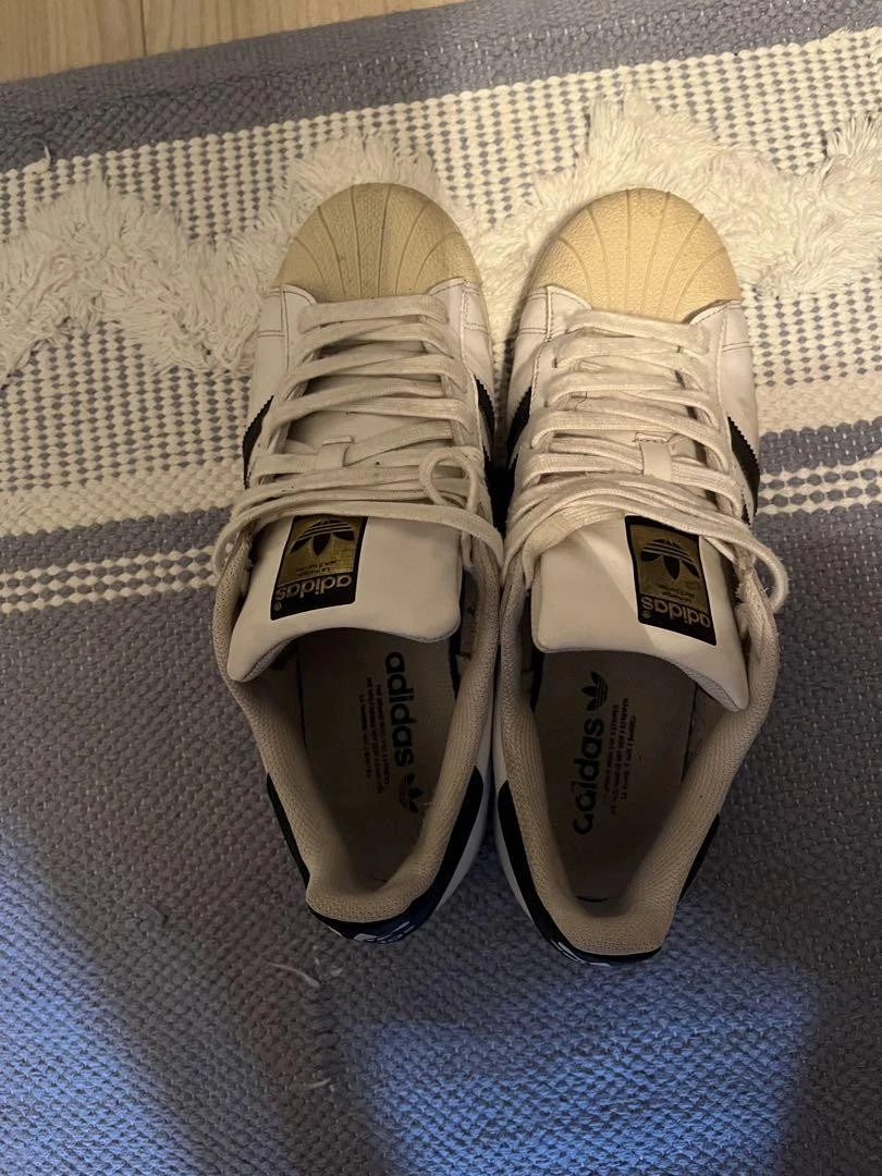 Sneakers Adidas Superstar Uomo 10 US Bianco Nero Pelle Usate