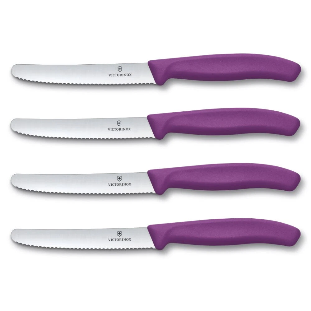 Victorinox Steak & Tomato Knife Pistol Grip 11cm | Purple Set x 4 Knives
Opens in a new window or ta