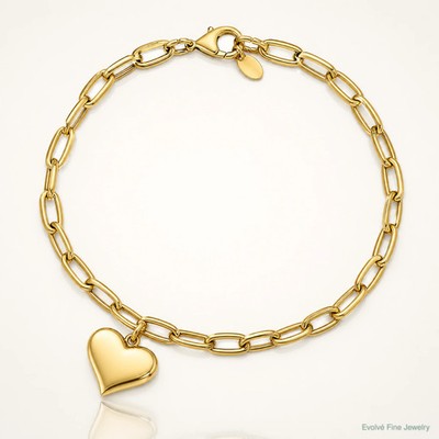 Bettelarmband 14 Karat Gelbgold poliert Herz