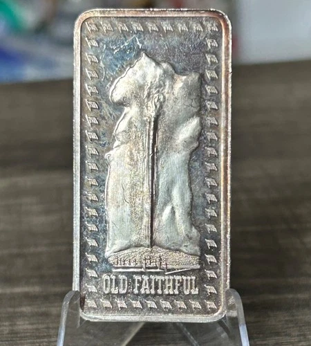 THE HAMILTON MINT YELLOWSTONE OLD FAITHFUL FINE SILVER BAR
