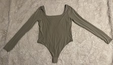 Lululemon Wundermost Ultra-Soft Nulu Square Neck Long Sleeve Bodysuit Green Sz L