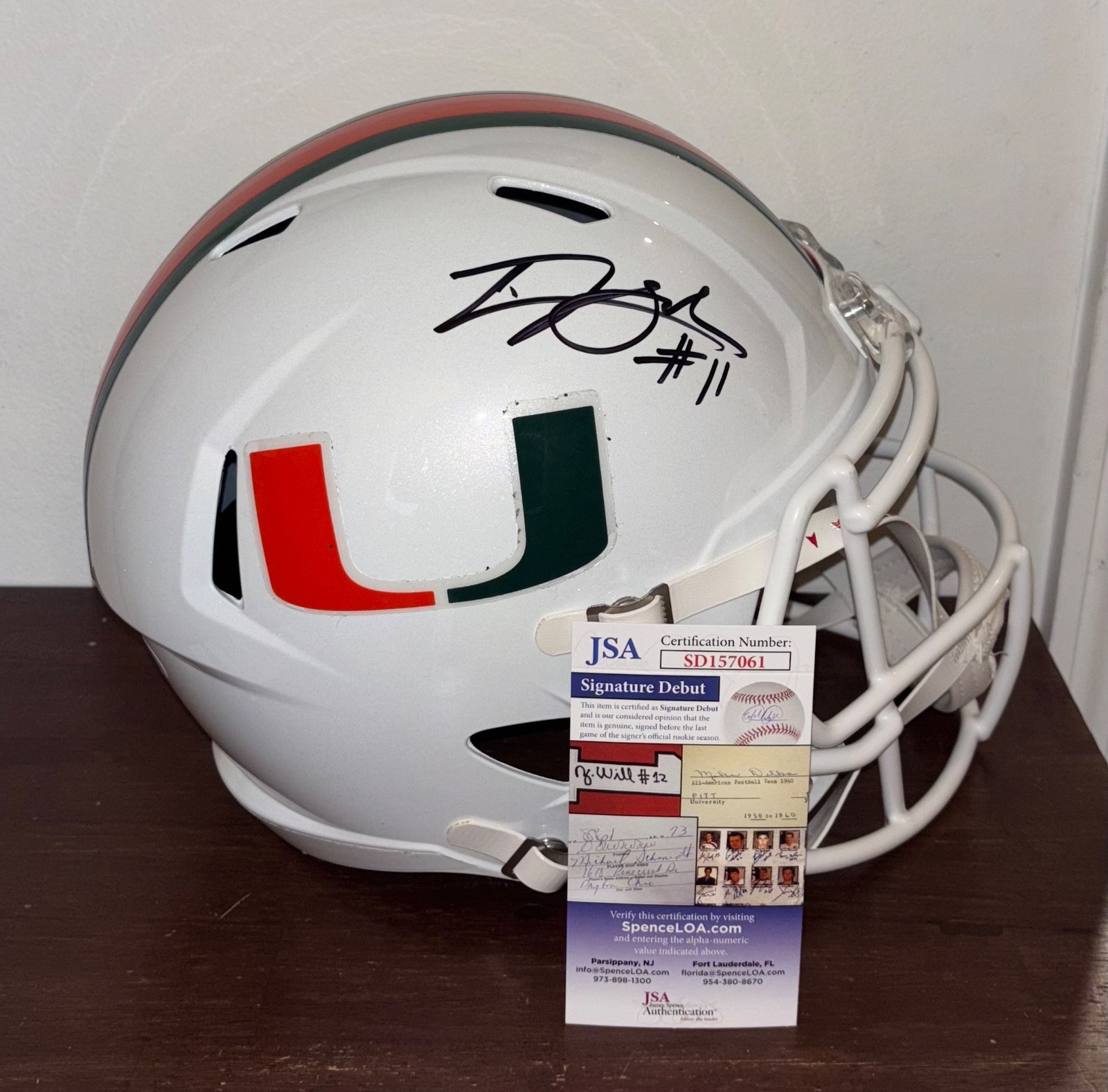 Carson Beck Autographed Signed Miami Hurricanes Speed Rep Full Size Helmet JSA 