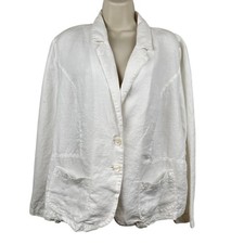 Chico's Linen Blazer Jacket Lightweight White Chico 2 US L Coastal Preppy Office