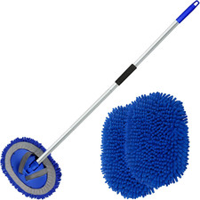 Anngrowy 62" Microfiber Car Wash Brush with Long Handle Car Washing Mop Kit Mitt