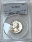 1941 P Washington Quarter Graded MS 65 by PCGS- Blast White/Nice Luster/Stunning