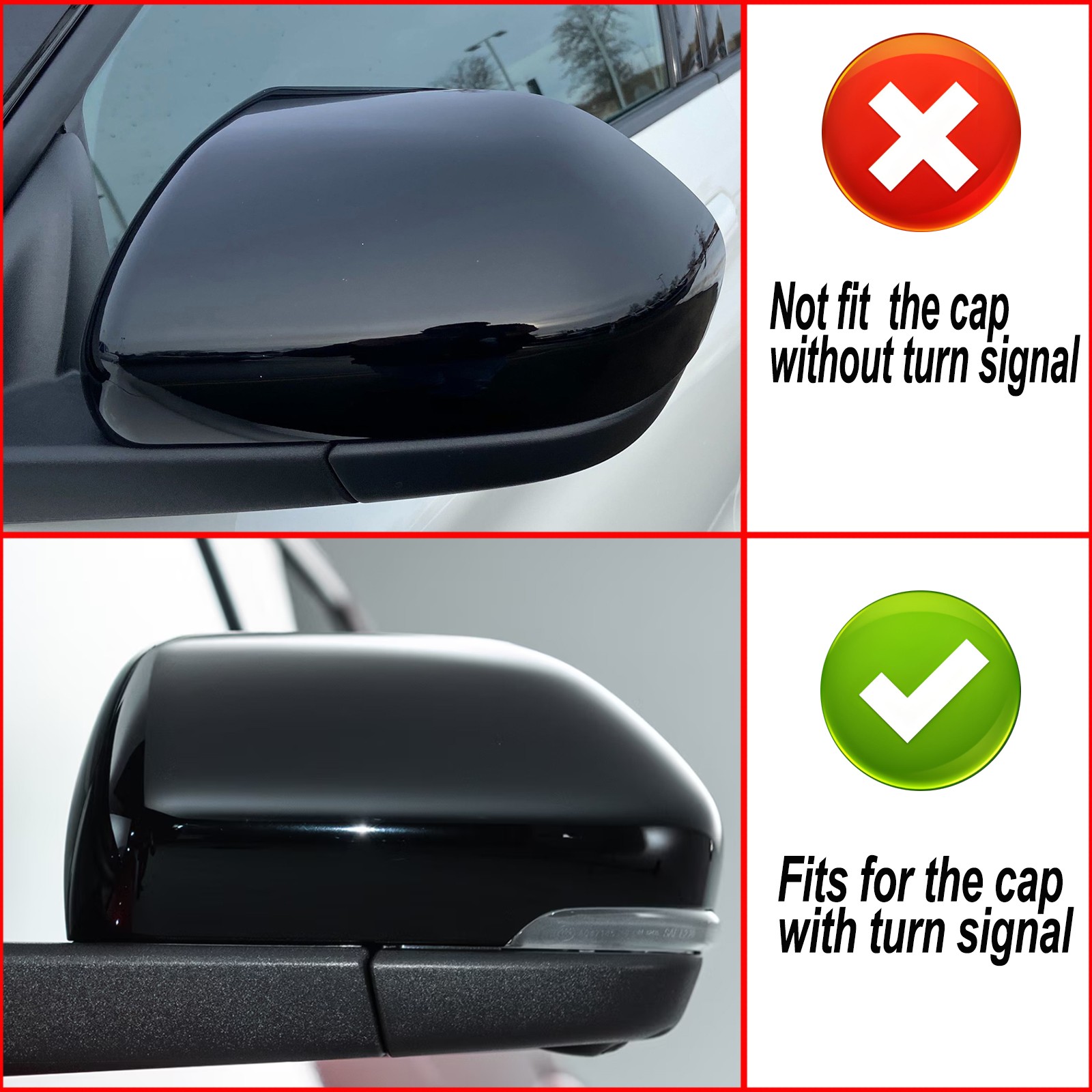 Glossy Exterior Side Wing Rearview Mirror Cover Cap For 2020-2024 Ford Explorer