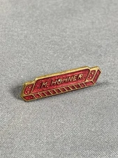 Vintage M Hohner Harmonica Enamel Pinback Pin Made In Czechoslovakia