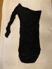 Windsor Mini Dress Womens Large Black One Shoulder Ruched Homecoming Party