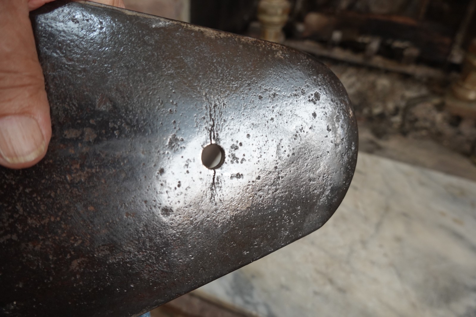 Vintage PACIFIC NORTHWEST "YOUNG" LOGGING CROSSCUT SAW SPRINGBOARD IRON INSERT