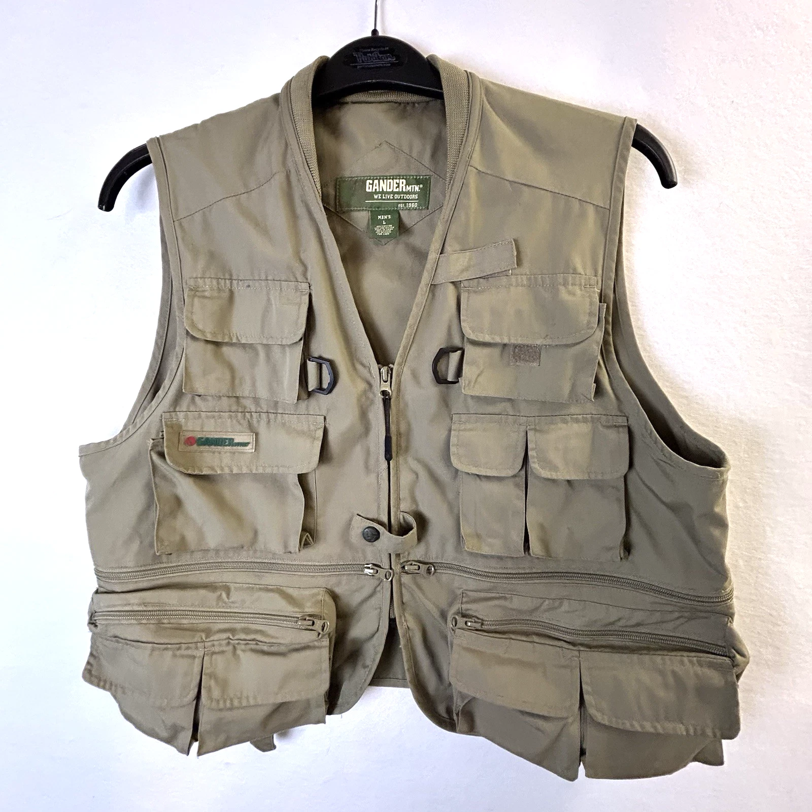 Gander Mountain Men's Fly Fishing Vest Hunting Multi Pocket Khaki Men's L