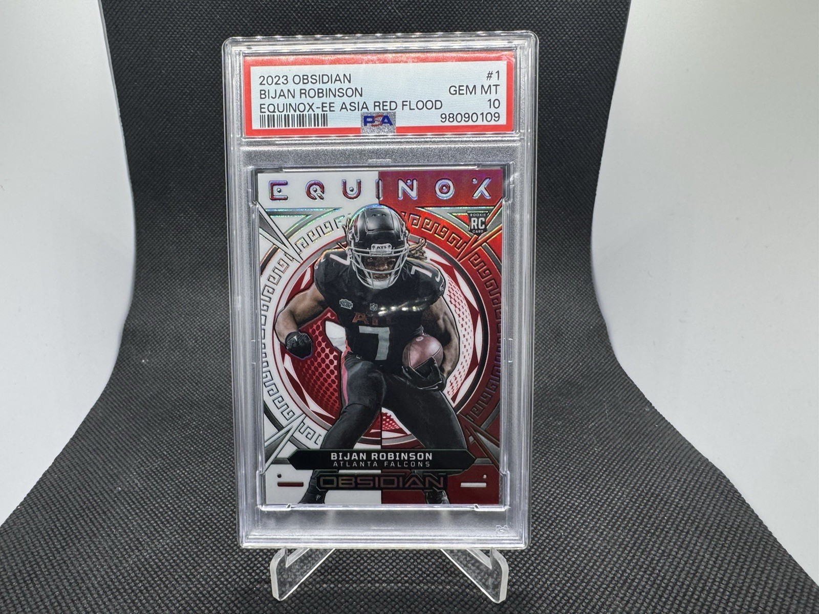 Bijan Robinson Panini Obsidian Equinox #1 Electric Etch Asia Red Flood