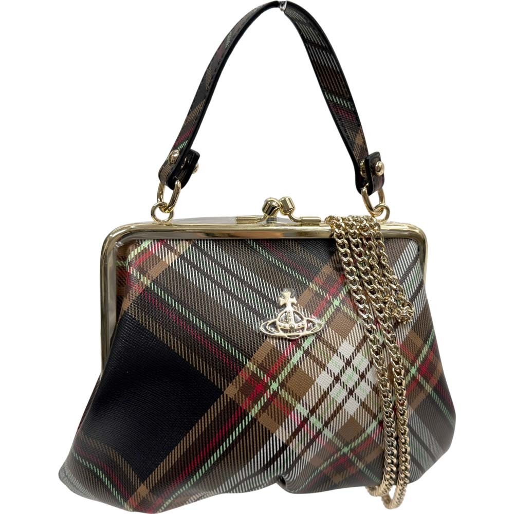 Vivienne Westwood Derby Check Kiss Lock 2-Way Chain S… - Gem
