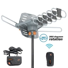 200 Miles Outdoor TV Antenna Motorized Amplifier HDTV Gain 36dB UHF VHF 4K 1080P