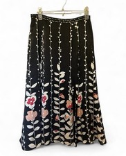 Vintage Women s Talbots Silk Floral Black Midi Skirt Fairy Whimsigoth Y2K Size 6