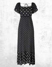 Womens Joe Browns Short Sleeve Contrasting Polka Dot Tiered Maxi Dress Black