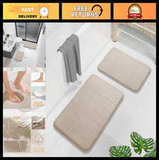 Super Soft Memory Foam Bath Mat Set - 2 Piece Quick Dry Non-Slip Rugs, Machine W